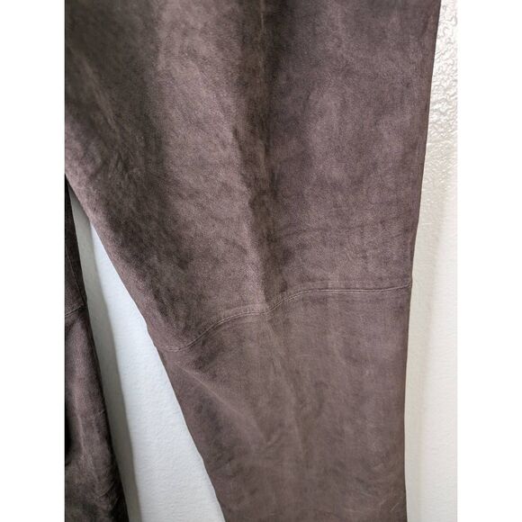 Vintage Bernardo Chocolate Brown suede leather straight leg pants womens 12 - Picture 4 of 7